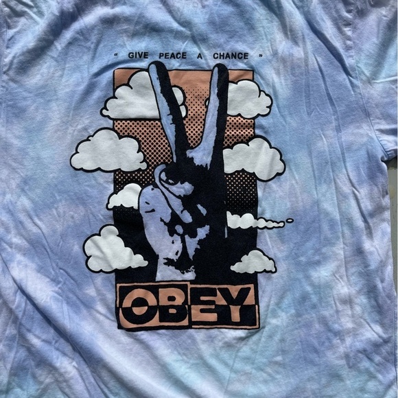 Women's Obey T-Shirt Multicolor Spell-Out S Streetwear Y2K Andre Giant Peace - Picture 8 of 12